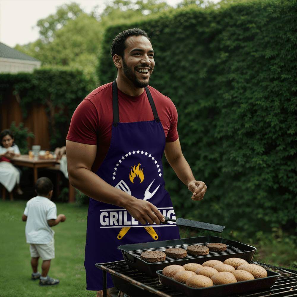 Grill King - Apron for the cook in your lifeElevate your kitchen style with our premium, versatile apron. Personalize it as a perfect gift for cooking enthusiasts.Moving Phrases