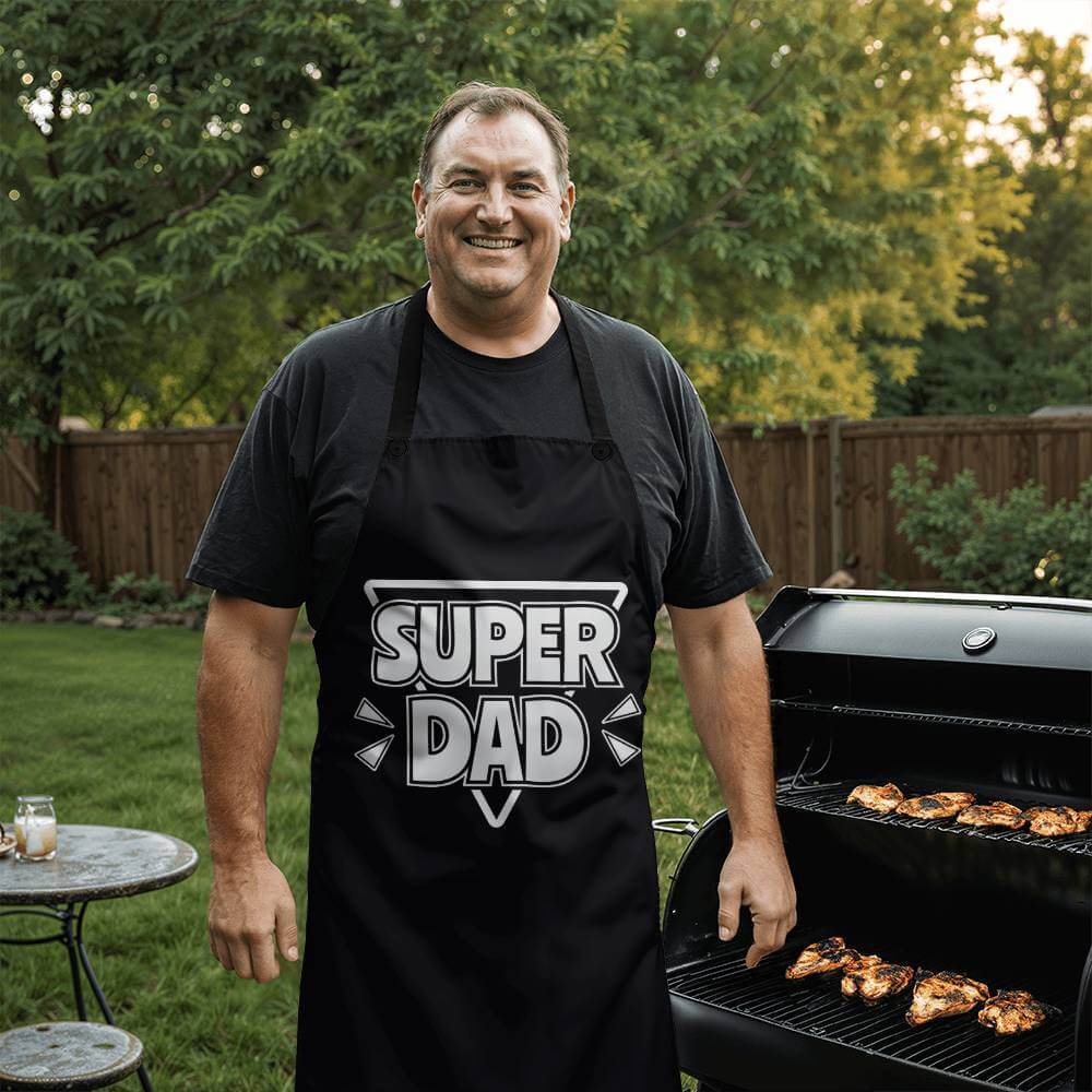 Super Dad - Apron for the Dad who works and loves to cook.Our premium Apron is a must-have for kitchen enthusiasts and dads who express love through cooking. A perfect to Dad this Father's Day.Moving Phrases