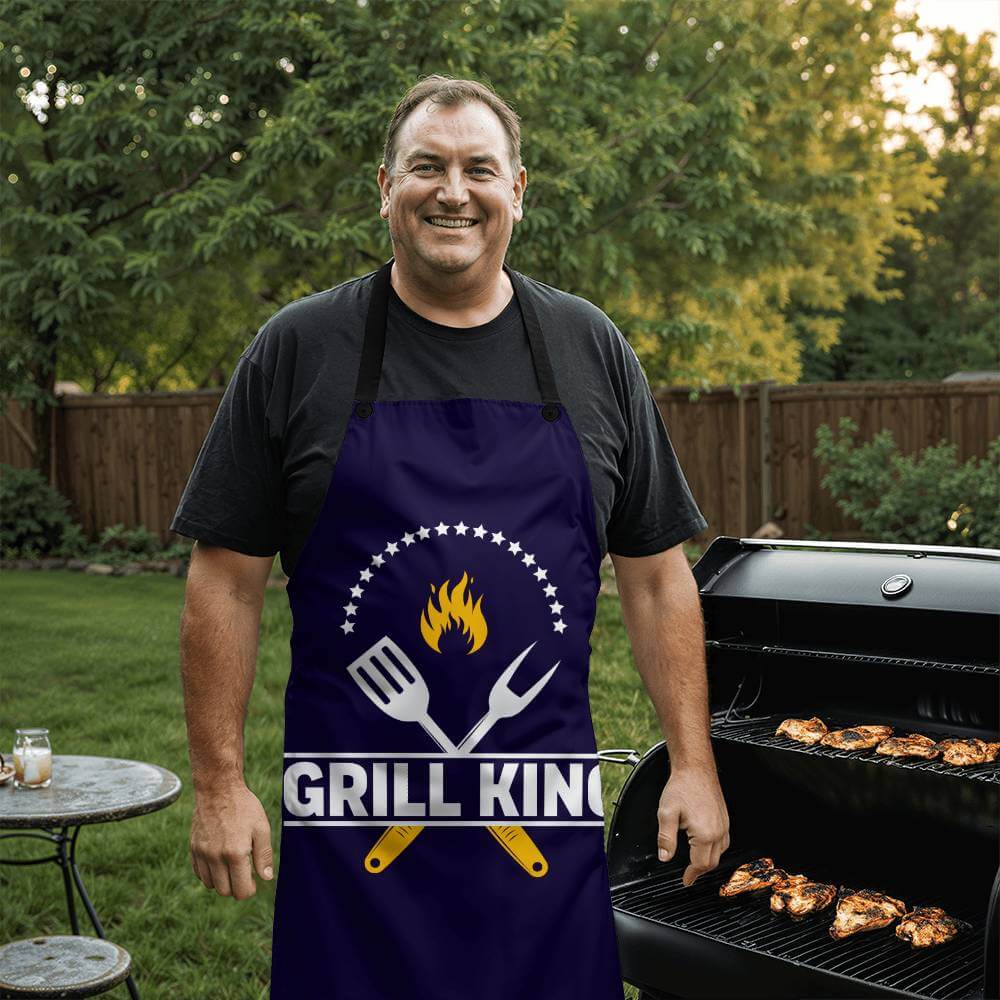 Grill King - Apron for the cook in your lifeElevate your kitchen style with our premium, versatile apron. Personalize it as a perfect gift for cooking enthusiasts.Moving Phrases