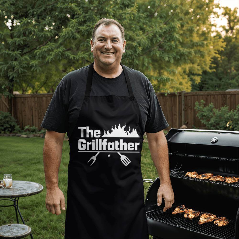 The Grillfather - Apron for the Dad who does the cookingdOur premium Apron is a must-have for any kitchen aficionado or any dad that enjoys cooking. Designed to elevate cooking experience to new heights.Moving Phrases