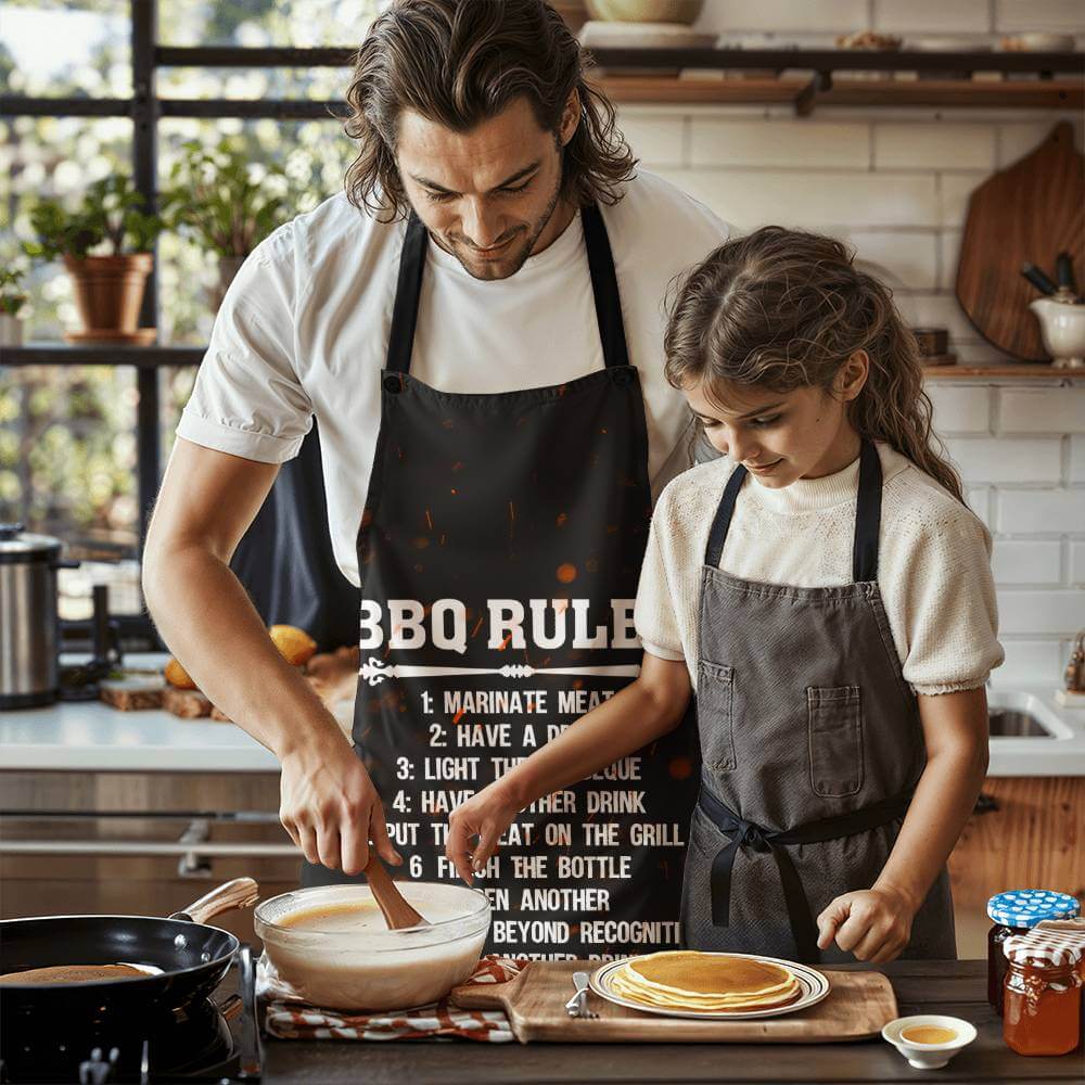 BBQ Rules - Apron for the cook in your lifeElevate your kitchen style with our premium, versatile apron. Personalize it as a perfect gift for cooking enthusiasts.Moving Phrases