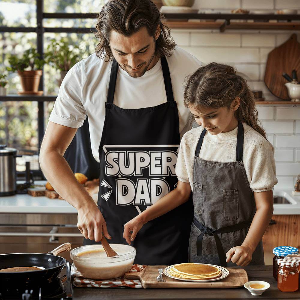 Super Dad - Apron for the Dad who works and loves to cook.Our premium Apron is a must-have for kitchen enthusiasts and dads who express love through cooking. A perfect to Dad this Father's Day.Moving Phrases