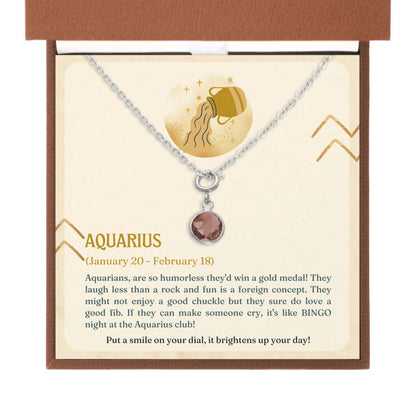 Aquarius Zodiac - Birthstone NecklaceA minimalist birthstone necklace, perfect for celebrating birthdays. Adds a finishing touch to outfits. Ideal gift for loved ones.Moving Phrases