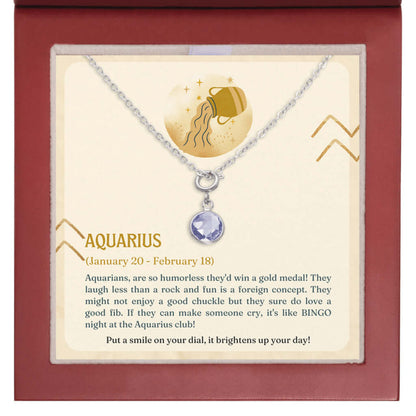 Aquarius Zodiac - Birthstone NecklaceA minimalist birthstone necklace, perfect for celebrating birthdays. Adds a finishing touch to outfits. Ideal gift for loved ones.Moving Phrases