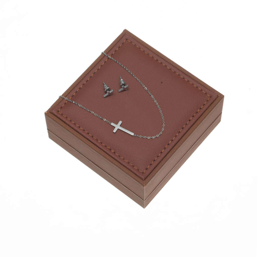 To My Wife, I choose you - Sideways Cross Necklace and Earring SetThis message card says: To My Wife, I choose you. And I'll choose you over and over and over. Without pause, without doubt, in a heartbeat, I'll keep choosing you. I love you and I will lov