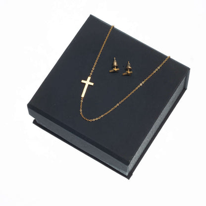 To My Wife, Just when I think it's impossible - Sideways Cross Necklace and Earring SetThis message card says: To My Wife, Just when I think it's impossible to love you more, you prove me wrong. If I know what love is, it is because of you. There is no he