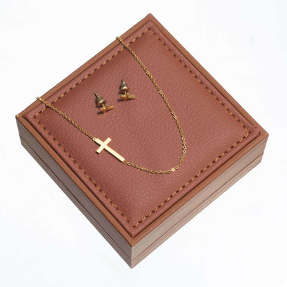 To My Wife, Just when I think it's impossible - Sideways Cross Necklace and Earring SetThis message card says: To My Wife, Just when I think it's impossible to love you more, you prove me wrong. If I know what love is, it is because of you. There is no he