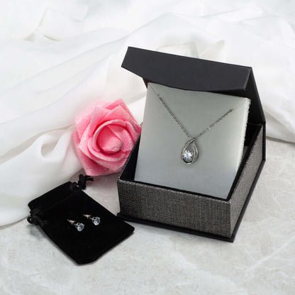 To My Wife, If you live to be a hundred - Floating Stone Necklace and Cubic Zirconia Earring Set | Moving Phrases