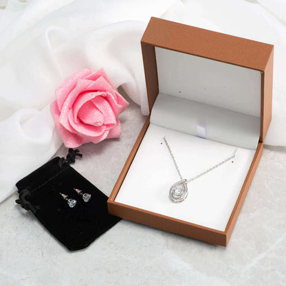 To My Wife, If you live to be a hundred - Floating Stone Necklace and Cubic Zirconia Earring Set | Moving Phrases