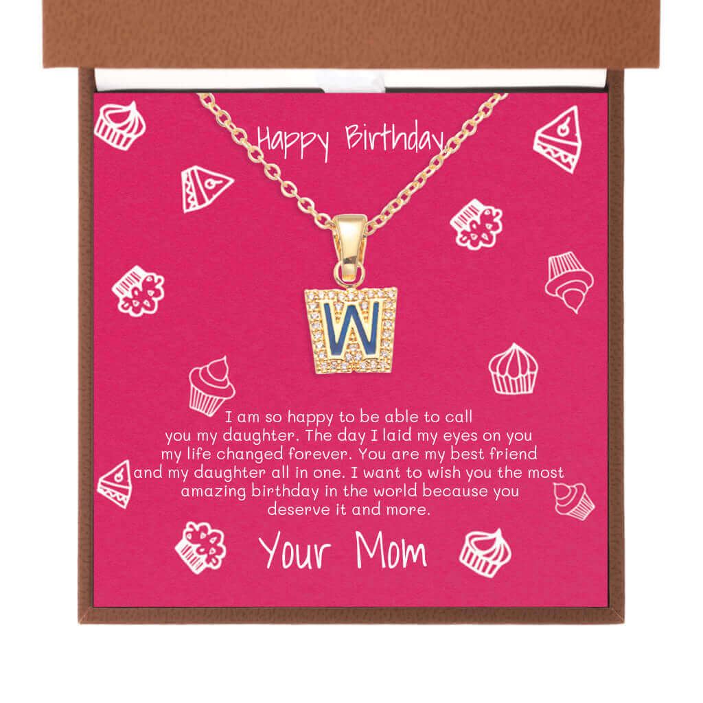 Happy Birthday, I am so happy to be able to call you my Daughter - Initial Letter Necklace | Moving Phrases