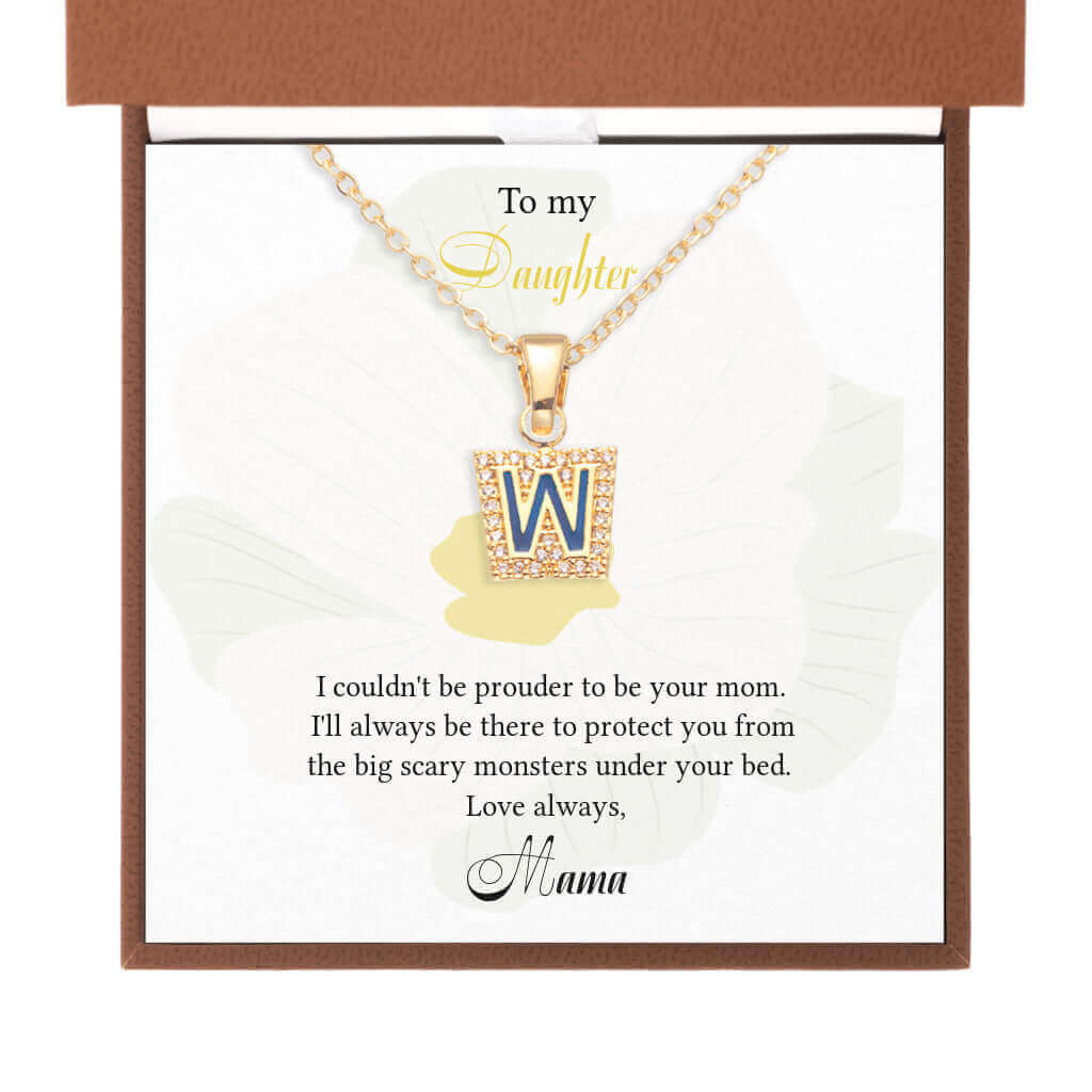 To My Daughter, I couldn't be more prouder to be your Mom - Initial Letter Necklace | Moving Phrases