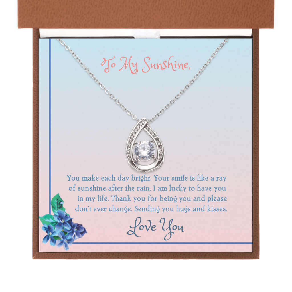 To My Sunshine, You make each day bright - Floating Stone Necklace | Moving Phrases