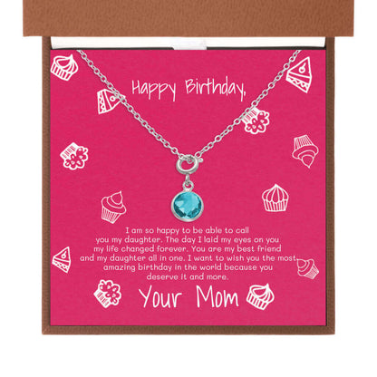 Happy Birthday, I am so happy - Birthstone Necklace | Moving Phrases